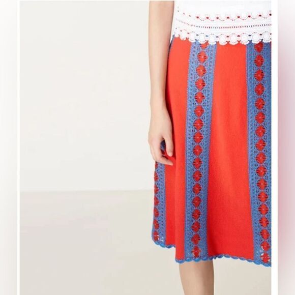 Tory Burch Orange Knit and Crochet Skirt Size Small $395. NWT size L - Picture 1 of 9